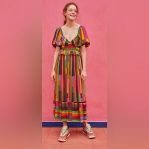 FARM Rio Multicolor Striped Midi Dress